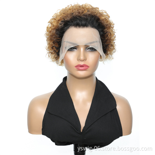 New Design Natural Color 1b/27# Short Pixie Brazilian Bob Cut Wig for Women